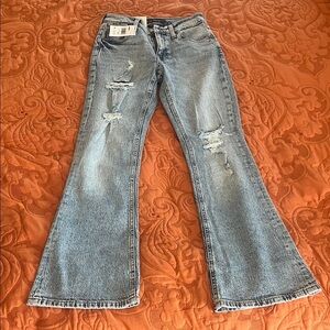 Aeropostale Distressed High Rise Stretch Flare Jeans, sizes 00 and 000